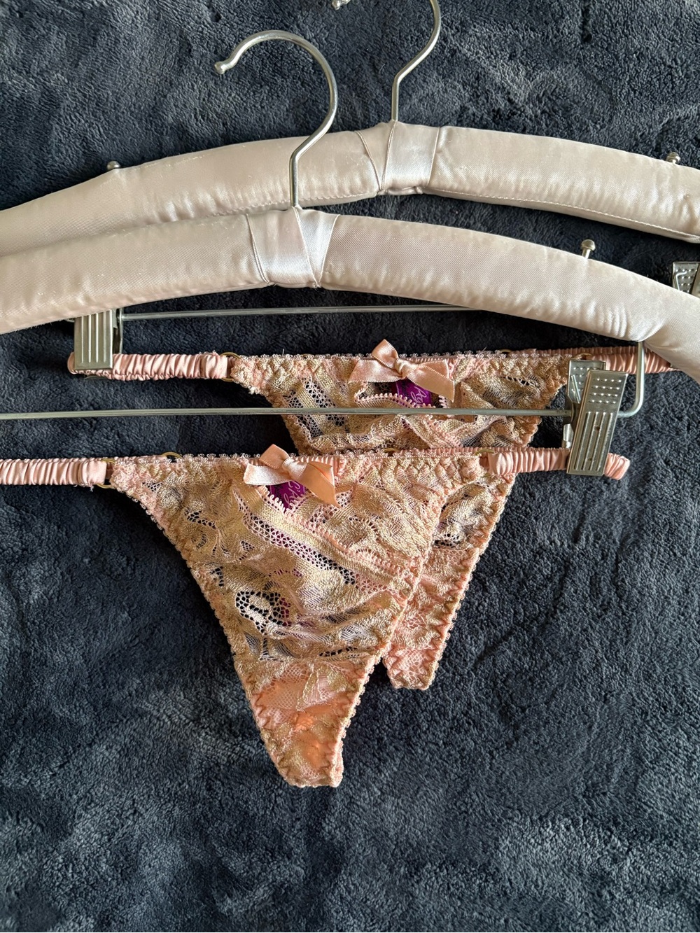 Agent Provocateur Sienna Blush and Gold Lace Thongs - 2 pair - Picture 1 of 4